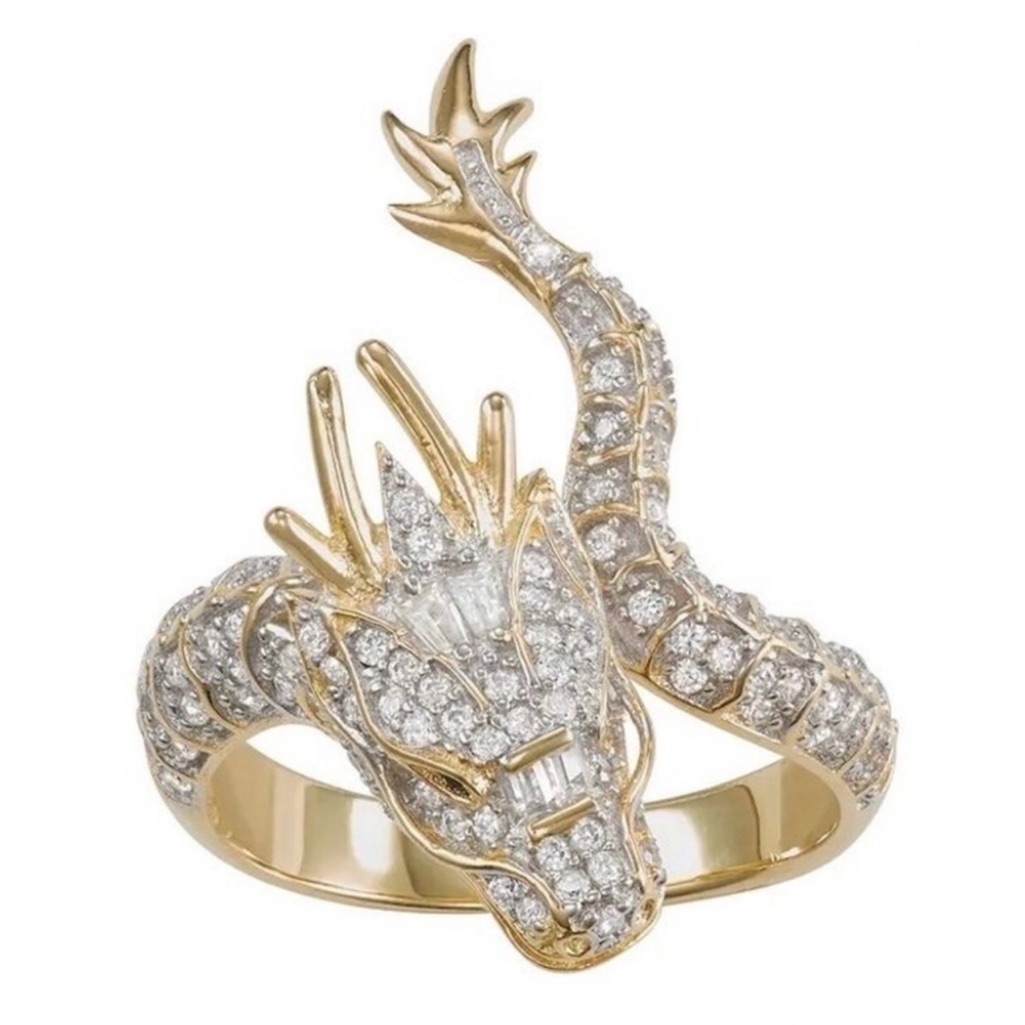 Rhinestone Dragon Statement Ring
